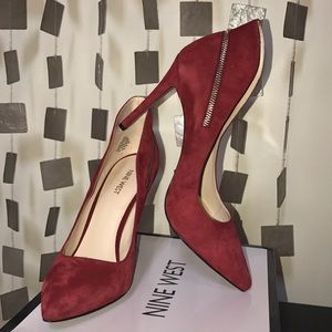 Red suede heels